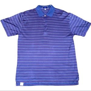 Tom James Custom Navy w/Burgundy Stripes Polo